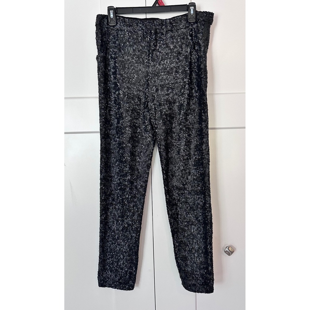 Free People Morelia Black Sequin Tapered Pants Sz XS High Waisted Party Holiday